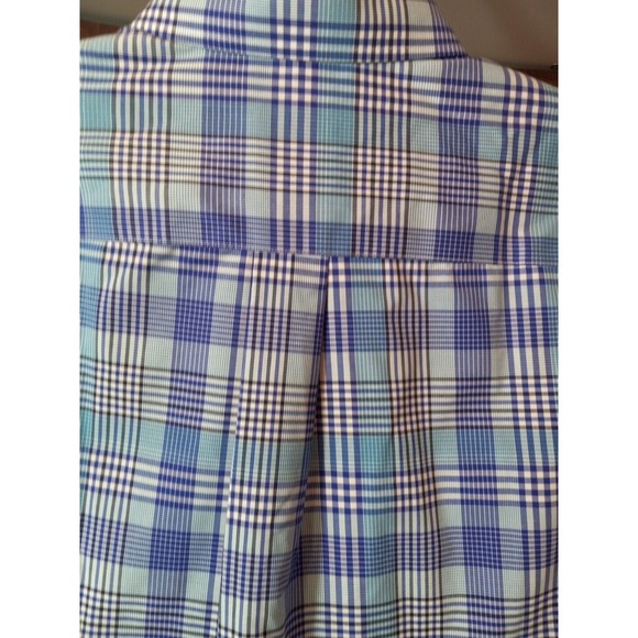 Jos A. Bank Traveler Blue Plaid Button Down Collared Short Sleeve Shirt Size M - Picture 6 of 11